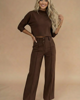 Cropped Two-Piece Set with Top and Trousers
