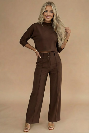 Cropped Two-Piece Set with Top and Trousers