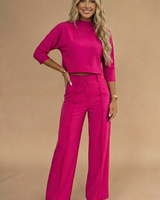 Cropped Two-Piece Set with Top and Trousers