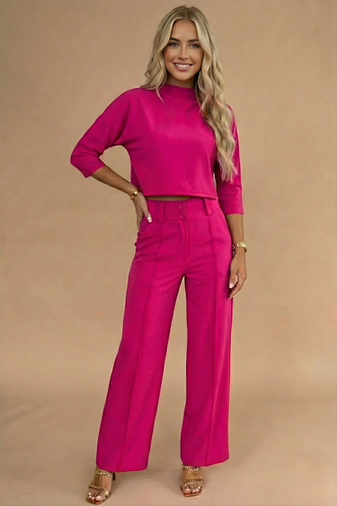 Cropped Two-Piece Set with Top and Trousers
