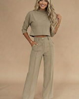 Cropped Two-Piece Set with Top and Trousers