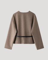 Cropped Wrap Jacket with Slim Belt