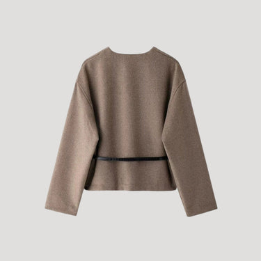Cropped Wrap Jacket with Slim Belt