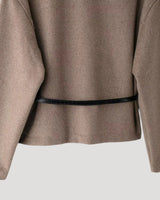 Cropped Wrap Jacket with Slim Belt