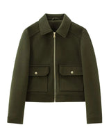 Cropped Zip Jacket with Double Front Pockets