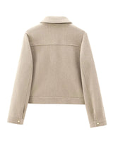 Cropped Zip Jacket with Double Front Pockets