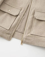 Cropped Zip Jacket with Double Front Pockets