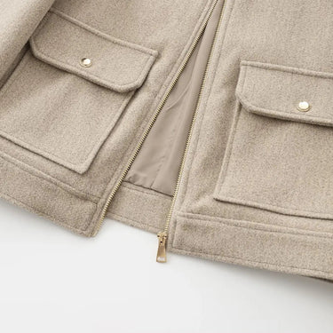 Cropped Zip Jacket with Double Front Pockets