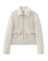 Cropped Zip Jacket with Double Front Pockets