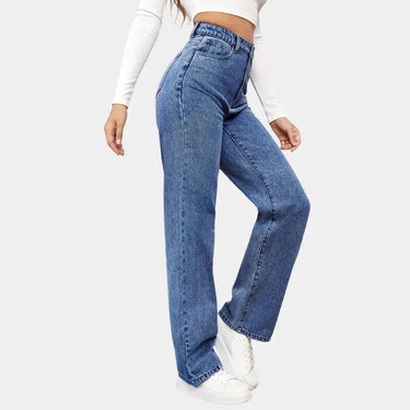 Dark Wash High-Rise Straight Jeans with Classic Cut