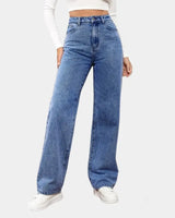 Dark Wash High-Rise Straight Jeans with Classic Cut