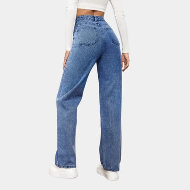 Dark Wash High-Rise Straight Jeans with Classic Cut
