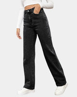 Dark Wash High-Rise Straight Jeans with Classic Cut