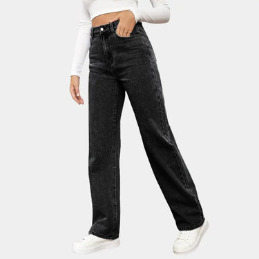 Dark Wash High-Rise Straight Jeans with Classic Cut