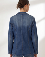Denim Blazer with Button Closure