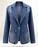 Denim Blazer with Button Closure