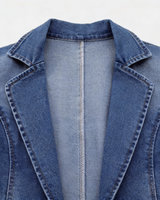 Denim Blazer with Button Closure