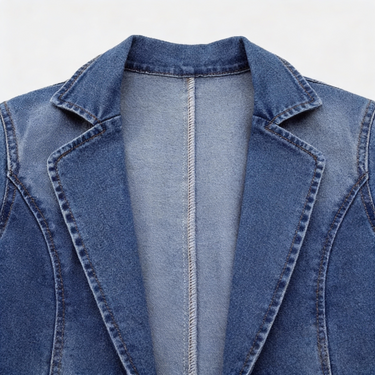 Denim Blazer with Button Closure