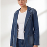 Denim Blazer with Button Closure