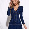Denim Mini Dress with Deep V Neck