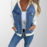 Denim Zip-Up Jacket with Contrast Sleeves