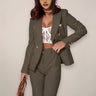Double-Button Blazer and High-Waisted Straight-Leg Trousers Set