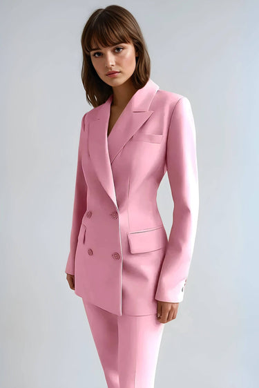 Double Button Blazer and Straight Leg Trousers Set
