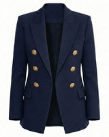 Double-Button Blazer with Gold Button Detail