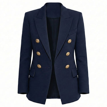 Double-Button Blazer with Gold Button Detail