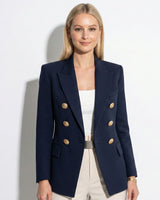 Double-Button Blazer with Gold Button Detail
