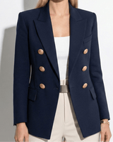 Double-Button Blazer with Gold Button Detail