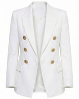 Double-Button Blazer with Gold Button Detail