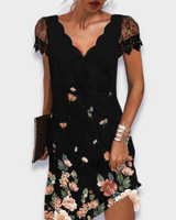 Draped Midi Dress with Fitted Bodice and Flared Skirt
