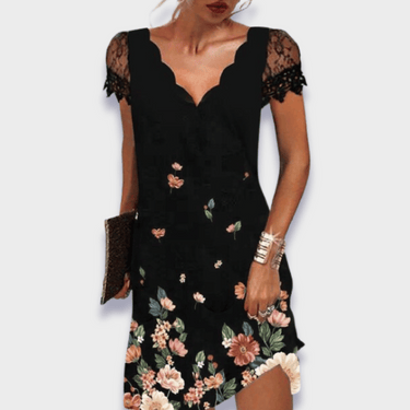 Draped Midi Dress with Fitted Bodice and Flared Skirt