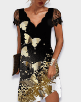 Draped Midi Dress with Fitted Bodice and Flared Skirt