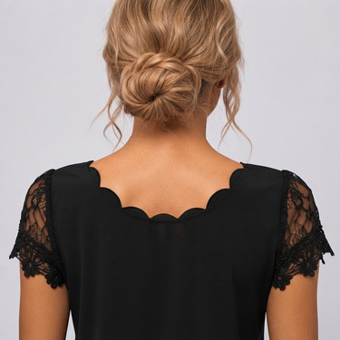 Detail shot of the fitted bodice and skirt junction