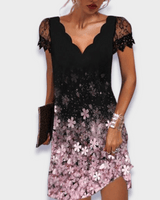 Close-up of the hem and skirt length of the midi dress
