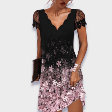 Close-up of the hem and skirt length of the midi dress
