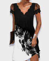 Model wearing the draped midi dress in an indoor setting