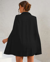 Elegant Cape Blazer Mini Dress with Button Detail
