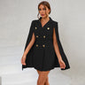 Elegant Cape Blazer Mini Dress with Button Detail