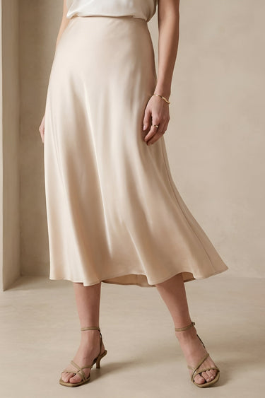 Elegant High Waist A-Line Midi Skirt