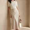 Elegant High Waist A-Line Midi Skirt