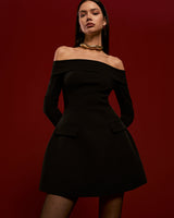 Elegant Long Sleeve Off Shoulder Mini Dress