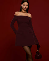 Elegant Long Sleeve Off Shoulder Mini Dress