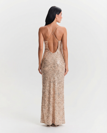 Elegant Women’s Maxi Evening Dress With High Slit And Fitted Silhouette
