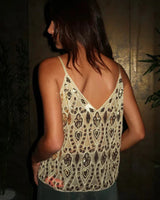 Embellished Sequin Cami Top with Sheer Design