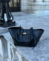 Everyday Leather Tote Bag with Front Closure Detail
