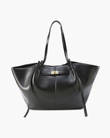 Everyday Leather Tote Bag with Front Closure Detail