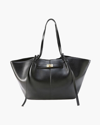 Everyday Leather Tote Bag with Front Closure Detail